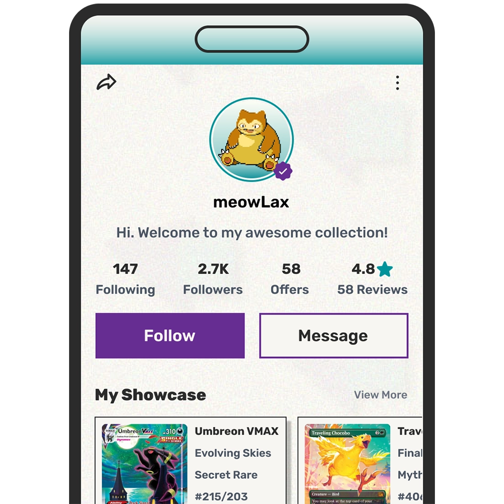 Mobile device user profile screenshot